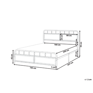 Letto in metallo nero con struttura a doghe rete 180 x 200 cm testiera moderna camera da letto