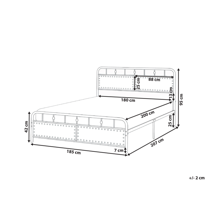 Letto in metallo nero con struttura a doghe rete 180 x 200 cm testiera moderna camera da letto