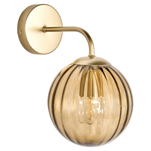 Lampada da parete Marrone scuro Vetro Ferro Paralume globo Illuminazione Camera da letto Soggiorno Retrò Art Déco