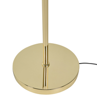 Lampada da terra in vetro beige con base in metallo rosa. Illuminazione per soggiorno dal look moderno e affascinante.