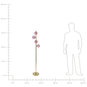 Lampada da terra in vetro beige con base in metallo rosa. Illuminazione per soggiorno dal look moderno e affascinante.