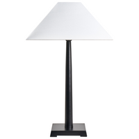 Lampada da tavolo in ferro nero Illuminazione da comodino Base in metallo Paralume in tessuto bianco Camera da letto moderna Soggiorno