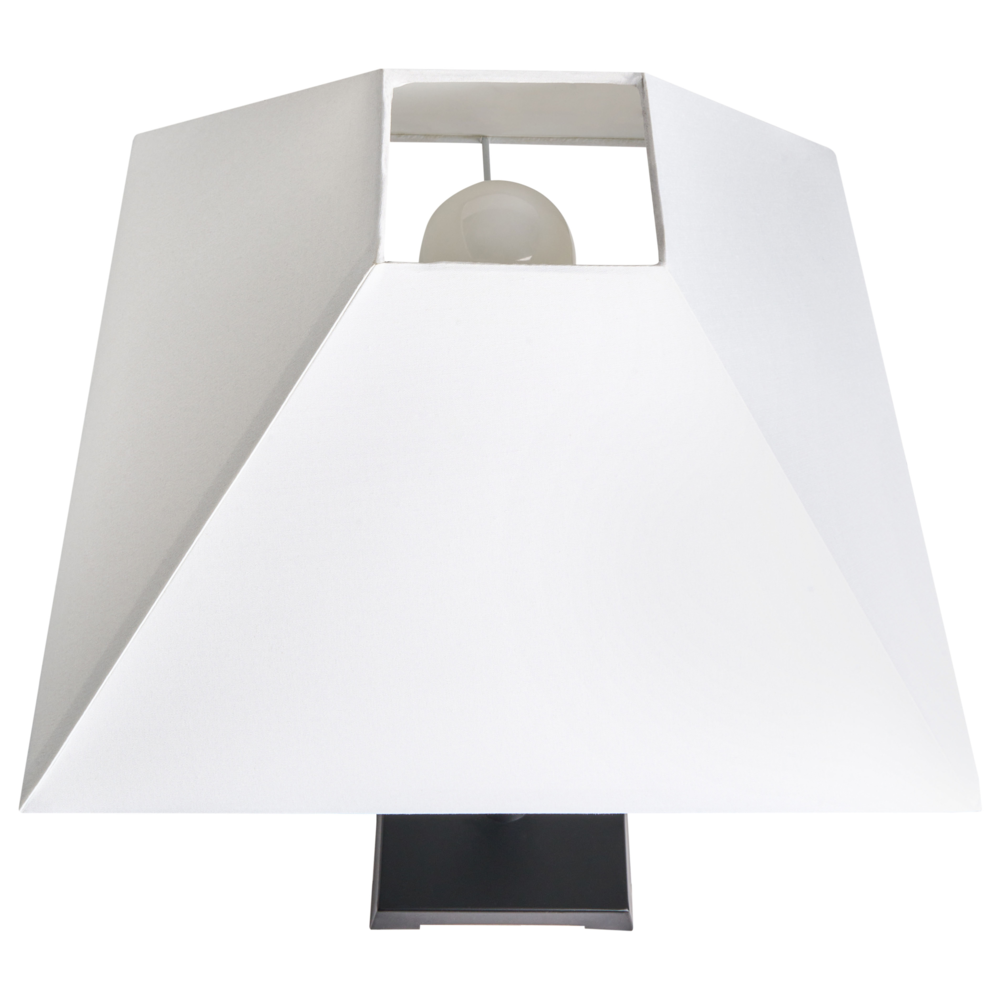 Lampada da tavolo in ferro nero Illuminazione da comodino Base in metallo Paralume in tessuto bianco Camera da letto moderna Soggiorno