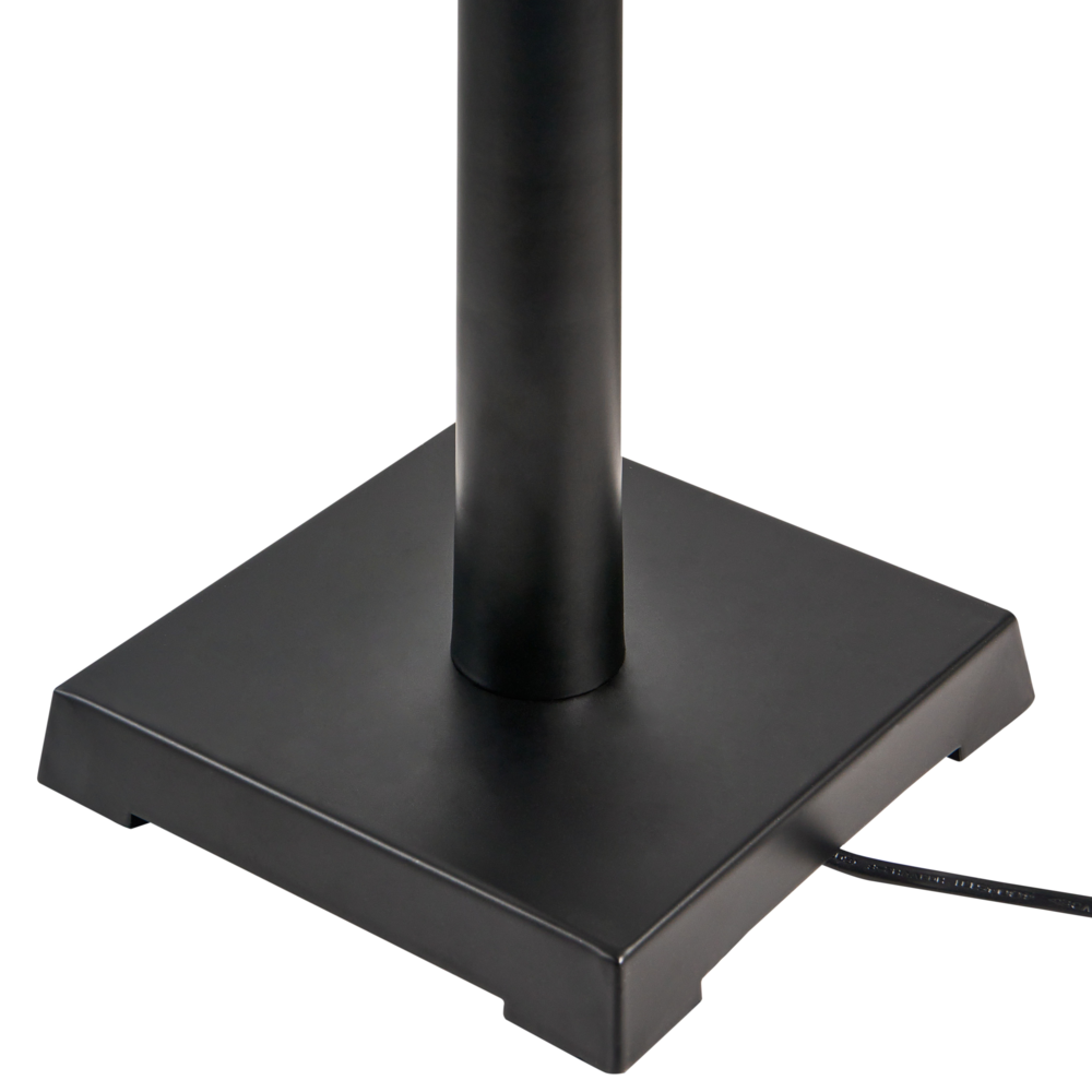 Lampada da tavolo in ferro nero Illuminazione da comodino Base in metallo Paralume in tessuto bianco Camera da letto moderna Soggiorno