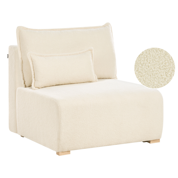 Poltrona modulare Boucle Modulo 1 posto Sedia letto con schienale ribaltabile e contenitore Bianco sporco