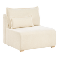 Poltrona modulare Boucle Modulo 1 posto Sedia letto con schienale ribaltabile e contenitore Bianco sporco