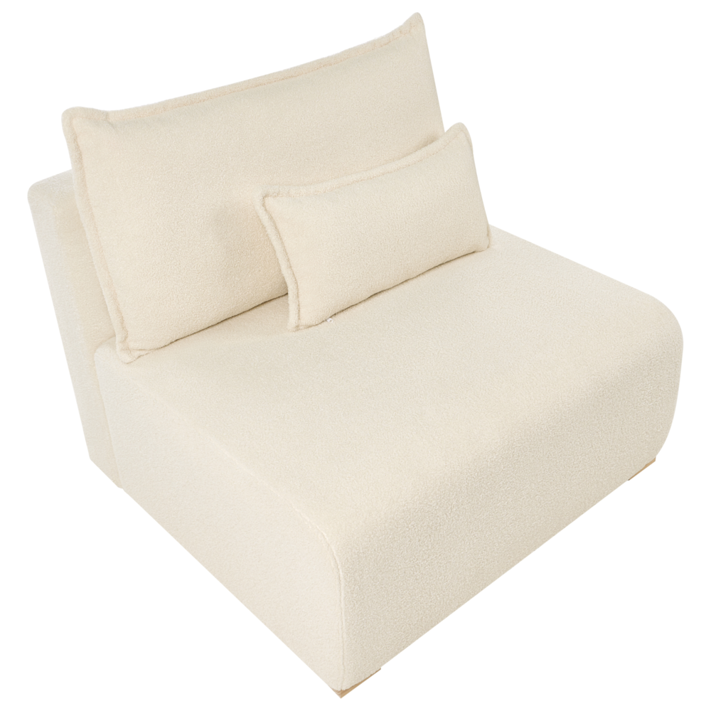 Poltrona modulare Boucle Modulo 1 posto Sedia letto con schienale ribaltabile e contenitore Bianco sporco