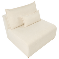 Poltrona modulare Boucle Modulo 1 posto Sedia letto con schienale ribaltabile e contenitore Bianco sporco