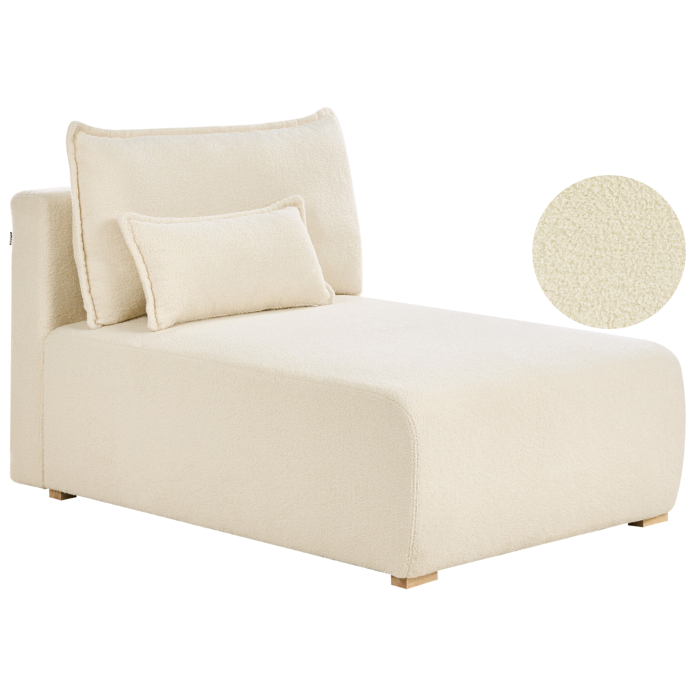 Chaise longue bianco sporco Poltrona imbottita bouclé con cuscino Stile minimalista