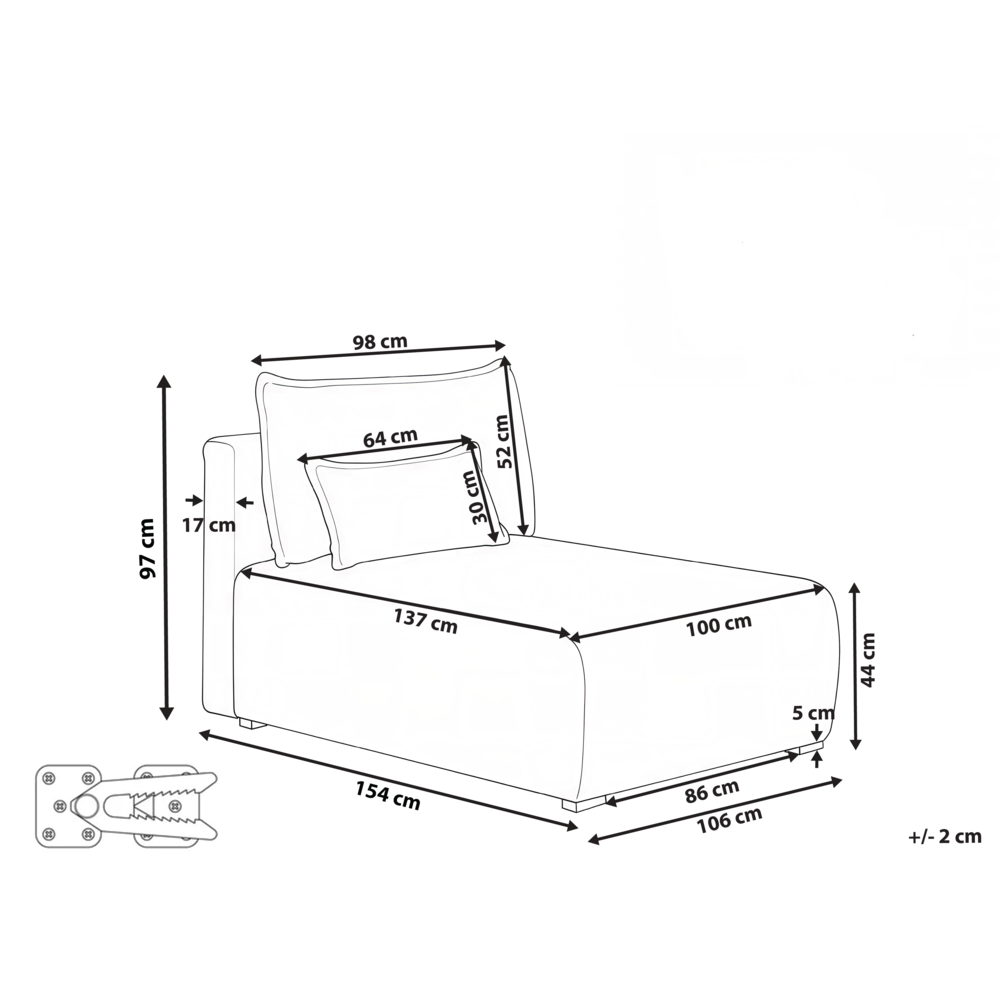 Chaise longue bianco sporco Poltrona imbottita bouclé con cuscino Stile minimalista