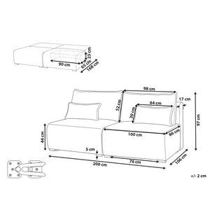 Divano componibile bianco sporco Boucle imbottito con funzione letto e contenitore Stile minimalista