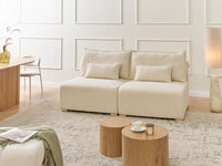 Divano componibile bianco sporco Boucle imbottito con funzione letto e contenitore Stile minimalista