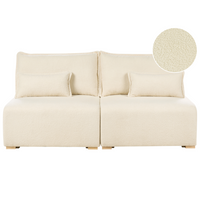 Divano componibile bianco sporco Boucle imbottito con funzione letto e contenitore Stile minimalista