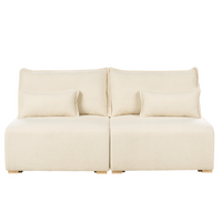 Divano componibile bianco sporco Boucle imbottito con funzione letto e contenitore Stile minimalista