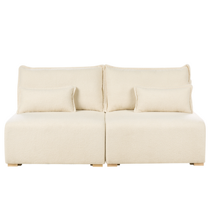 Divano componibile bianco sporco Boucle imbottito con funzione letto e contenitore Stile minimalista