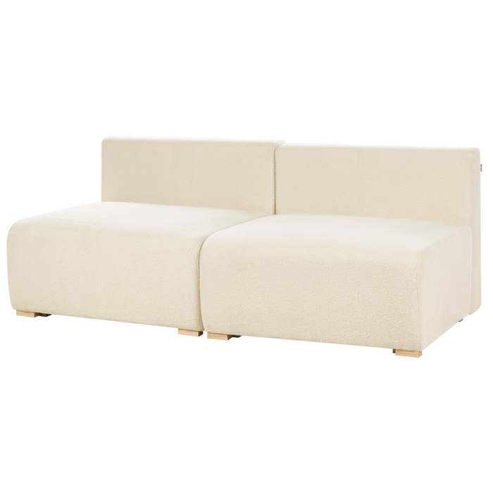 Divano componibile bianco sporco Boucle imbottito con funzione letto e contenitore Stile minimalista