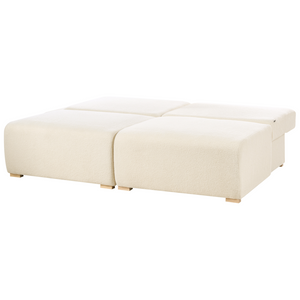 Divano componibile bianco sporco Boucle imbottito con funzione letto e contenitore Stile minimalista