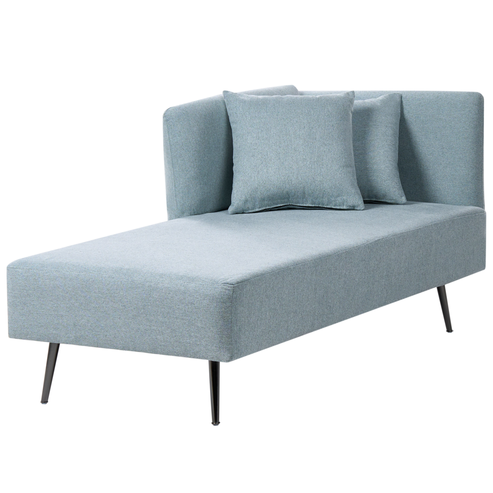 Chaise Lounge Verde Menta Destra in tessuto poliestere con cuscini decorativi Gambe in metallo Soggiorno di design moderno