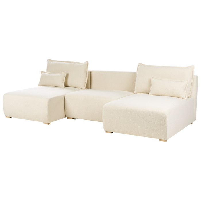 Divano modulare a U Bianco sporco Bouclé con funzione letto e contenitore Stile minimalista