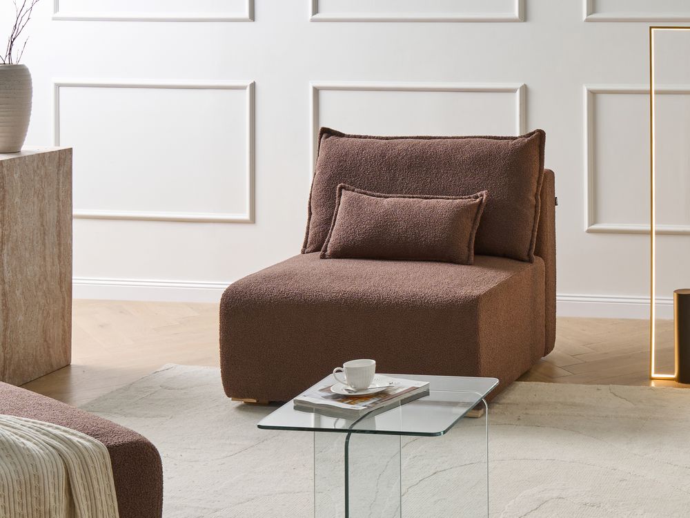 Poltrona modulare Boucle Modulo 1 posto Sedia letto con schienale ribaltabile e contenitore marrone