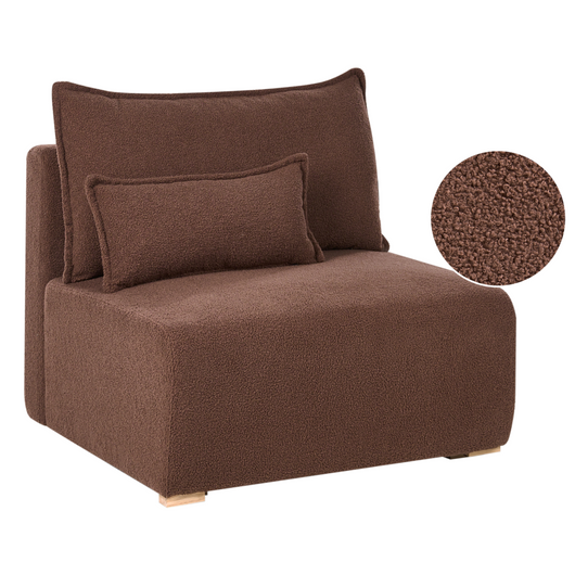 Poltrona modulare Boucle Modulo 1 posto Sedia letto con schienale ribaltabile e contenitore marrone