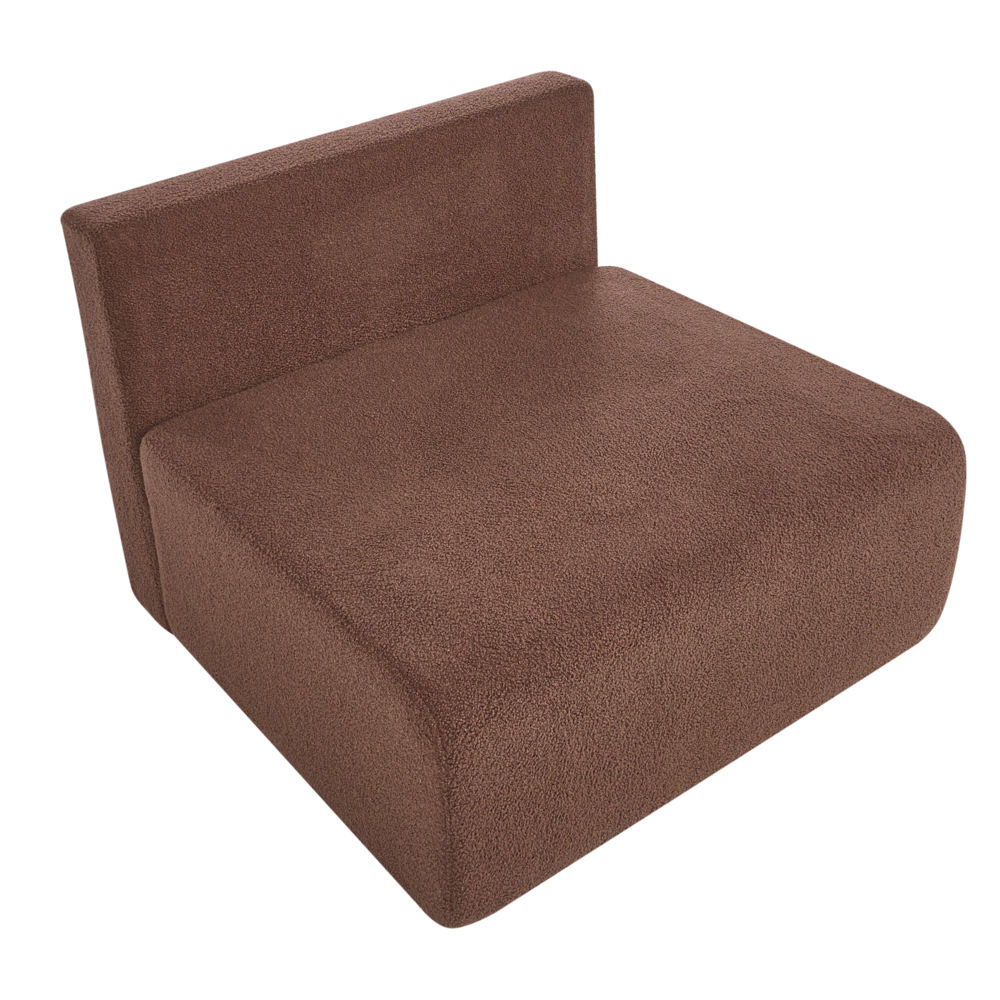 Poltrona modulare Boucle Modulo 1 posto Sedia letto con schienale ribaltabile e contenitore marrone