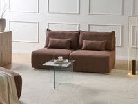 Divano componibile Marrone Boucle imbottito con funzione letto e contenitore Stile minimalista