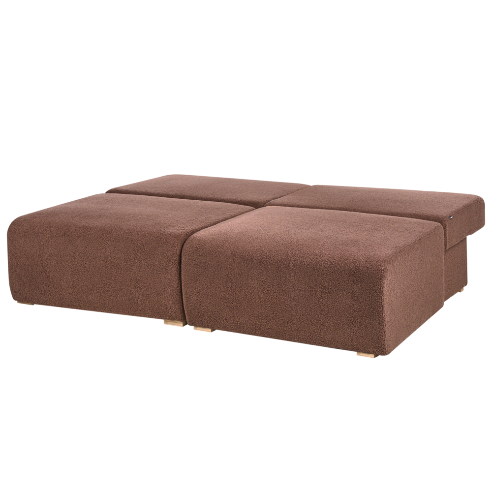 Divano componibile Marrone Boucle imbottito con funzione letto e contenitore Stile minimalista