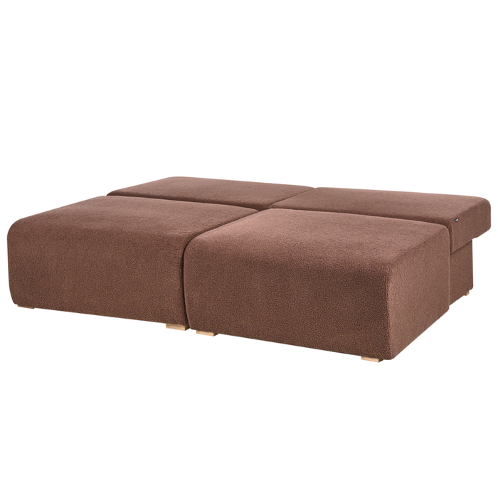 Divano componibile Marrone Boucle imbottito con funzione letto e contenitore Stile minimalista