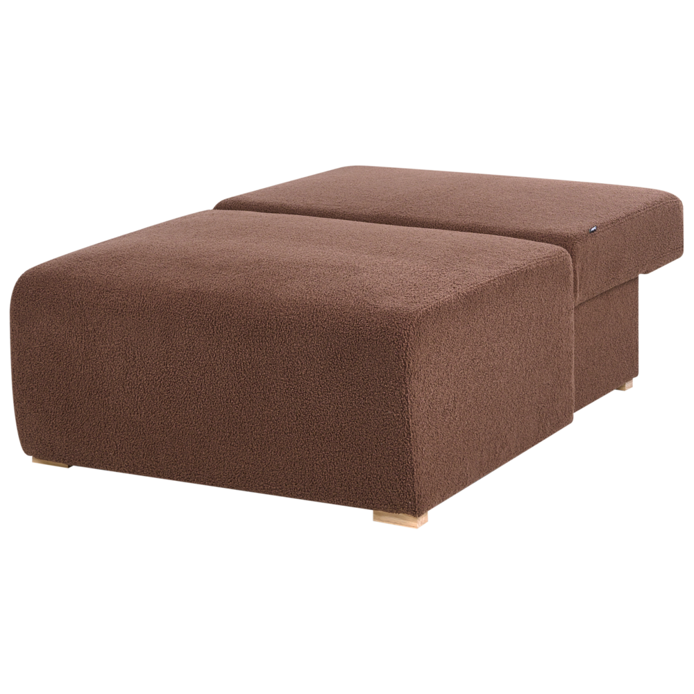 Divano componibile Marrone Boucle imbottito con funzione letto e contenitore Stile minimalista
