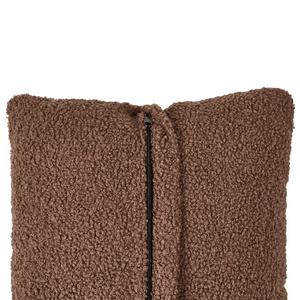 Divano angolare imbottito in boiclè marrone lato Sinistro a forma di L con sedile imbottito e trapuntato