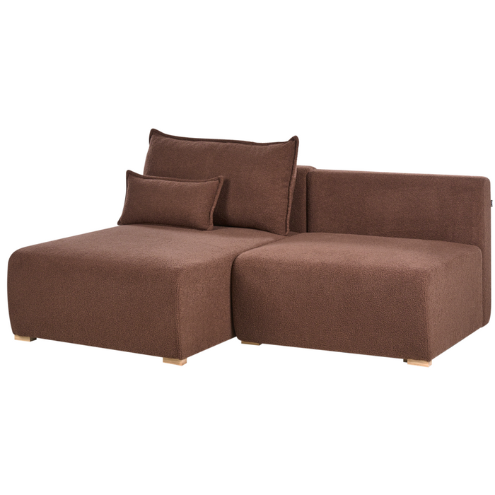 Divano angolare modulare destro marrone Boucle imbottito con funzione letto e contenitore stile minimalista