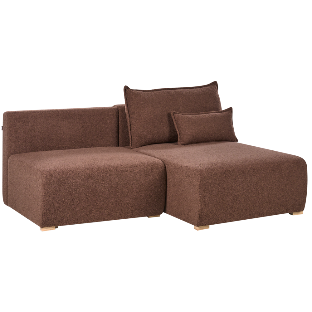 Divano angolare modulare sinistro marrone Boucle, imbottito, con funzione letto e contenitore stile minimalista