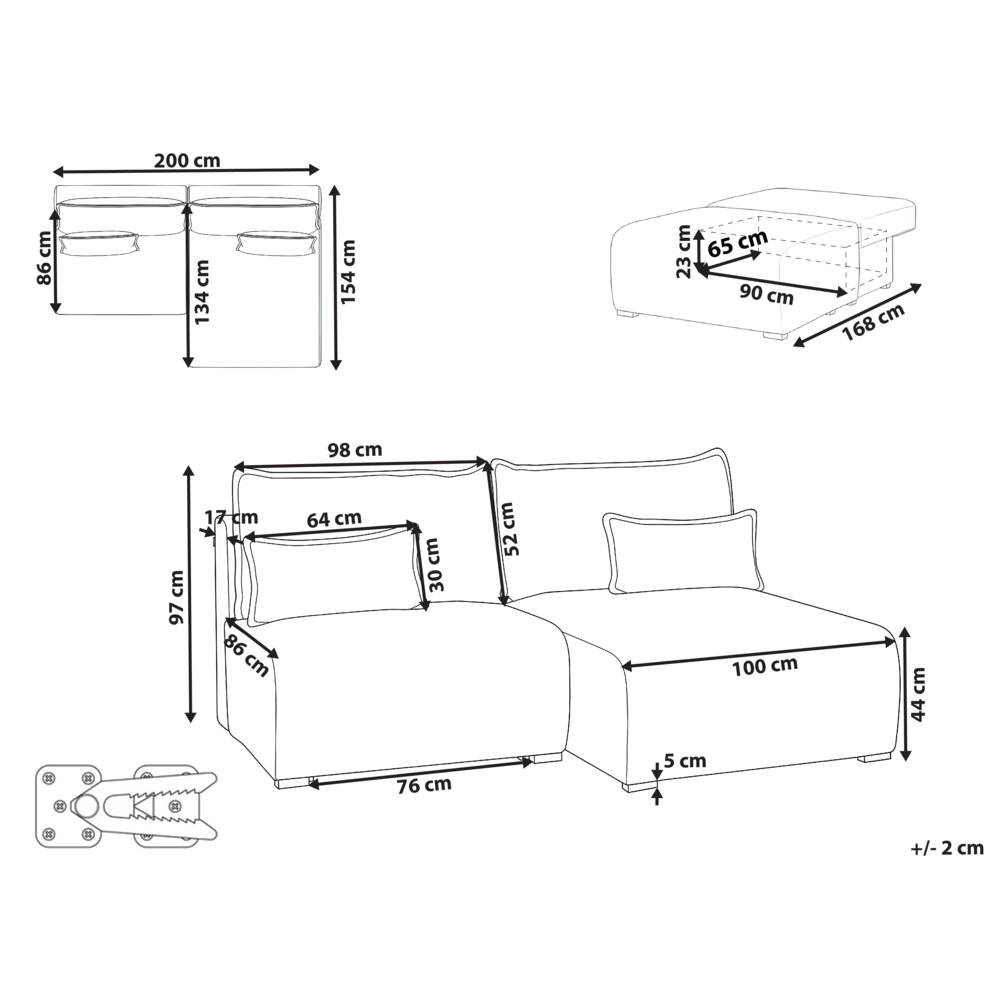Divano angolare modulare sinistro marrone Boucle, imbottito, con funzione letto e contenitore stile minimalista