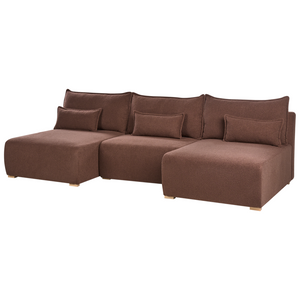 Divano modulare a U marrone Bouclé con funzione letto e contenitore Stile minimalista