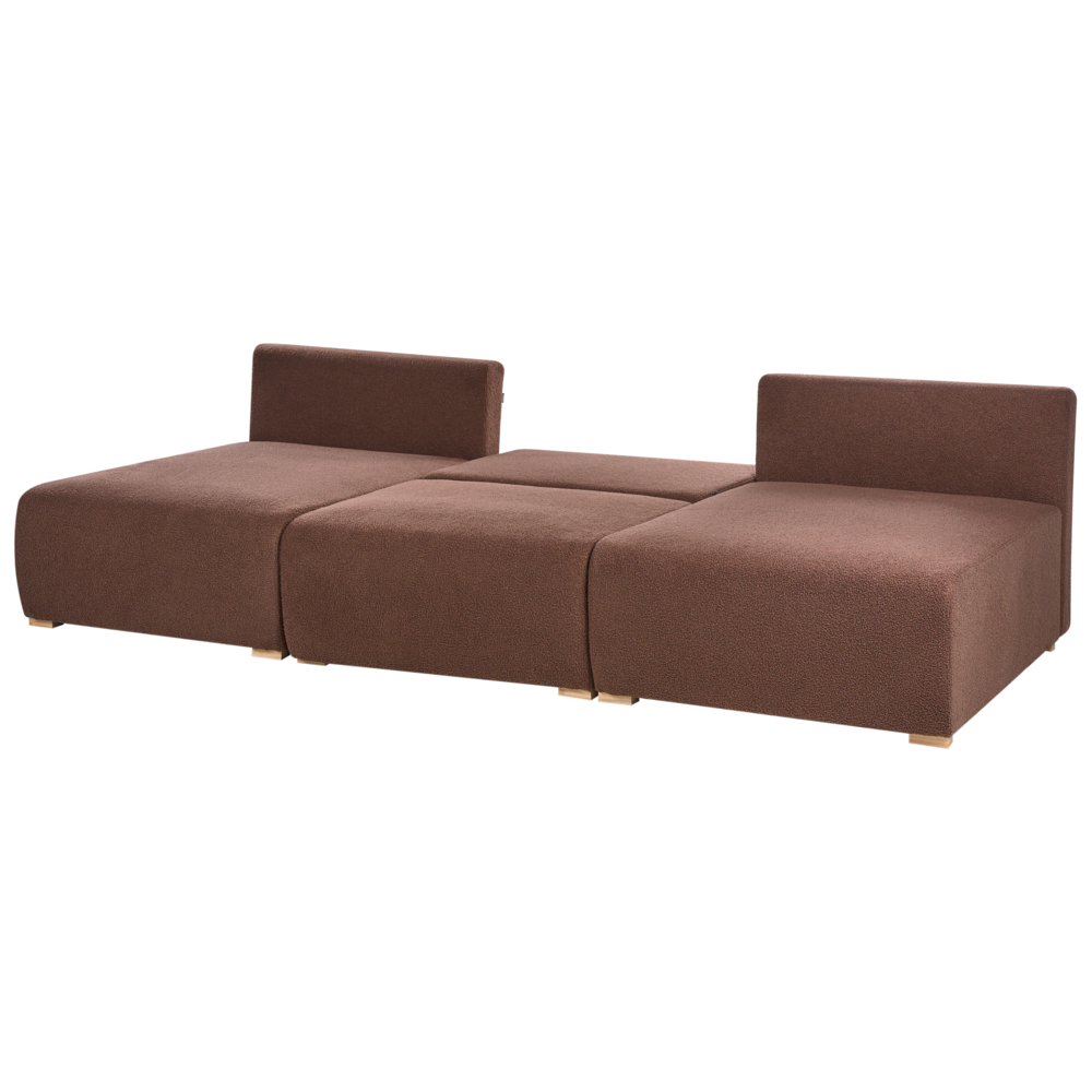 Divano modulare a U marrone Bouclé con funzione letto e contenitore Stile minimalista