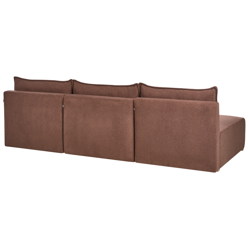 Divano modulare a U marrone Bouclé con funzione letto e contenitore Stile minimalista