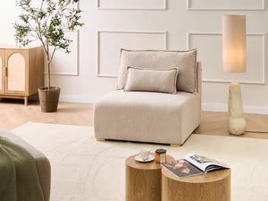 Poltrona modulare Boucle Modulo 1 posto Sedia letto con schienale ribaltabile e contenitore Beige