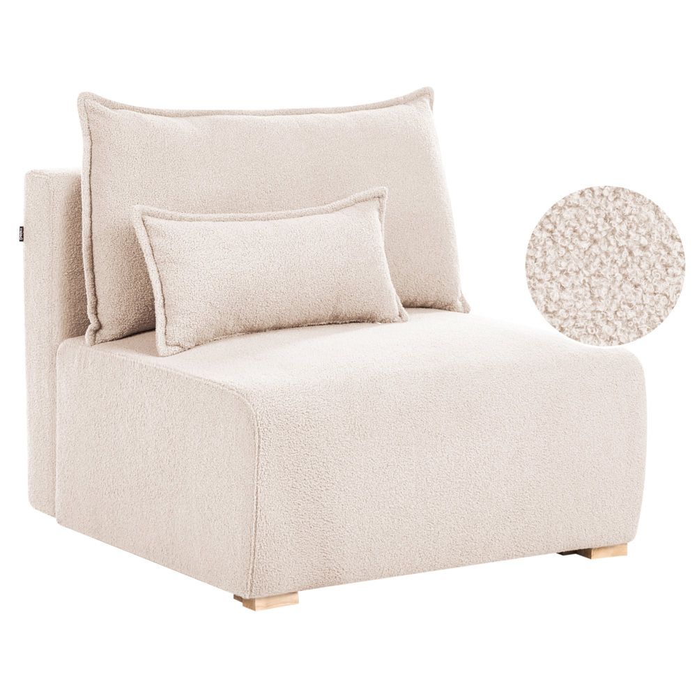 Poltrona modulare Boucle Modulo 1 posto Sedia letto con schienale ribaltabile e contenitore Beige