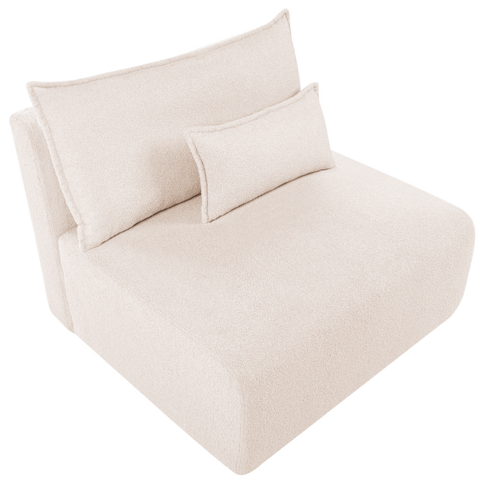 Poltrona modulare Boucle Modulo 1 posto Sedia letto con schienale ribaltabile e contenitore Beige