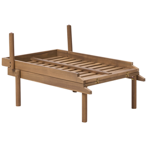 Sdraio marrone chiaro in legno di acacia certificato con cuscino bianco, seduta pieghevole, per giardino, patio e balcone