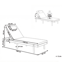 Sdraio marrone chiaro in legno di acacia certificato con cuscino bianco, seduta pieghevole, per giardino, patio e balcone