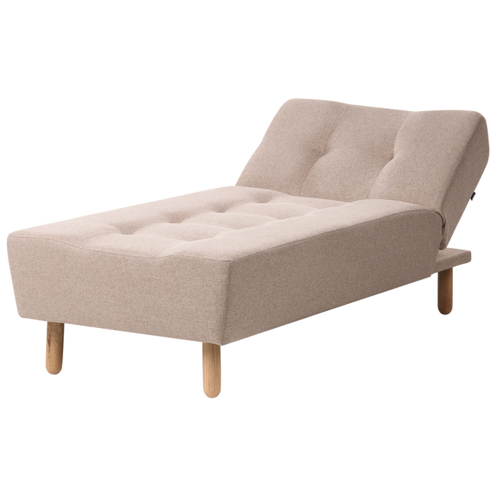 Chaise longue Beige Rivestimento in Tessuto Gambe in Legno Chiaro Stile Scandinavo