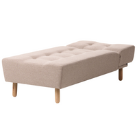 Chaise longue Beige Rivestimento in Tessuto Gambe in Legno Chiaro Stile Scandinavo
