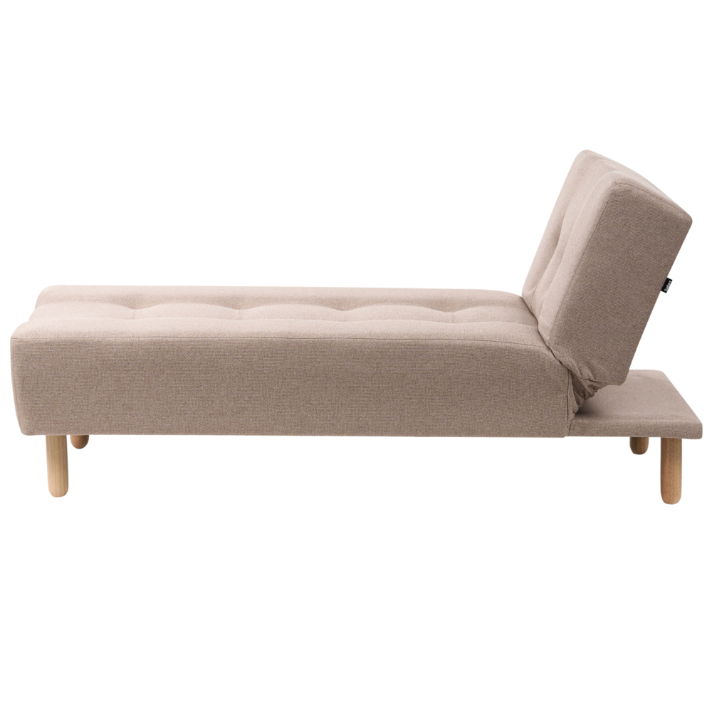 Chaise longue Beige Rivestimento in Tessuto Gambe in Legno Chiaro Stile Scandinavo