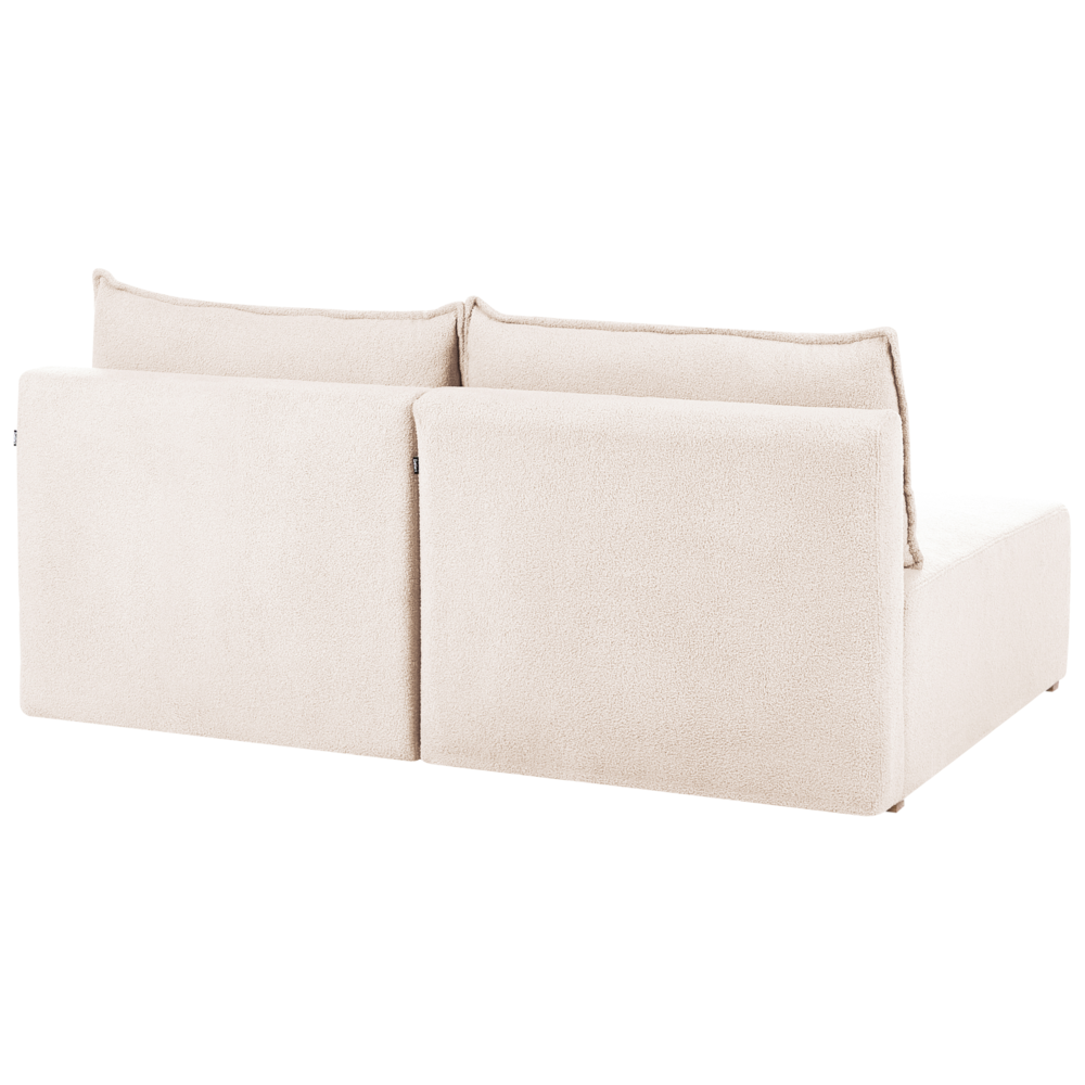 Divano angolare modulare destro tessuto beige imbottito con funzione letto e contenitore stile minimalista