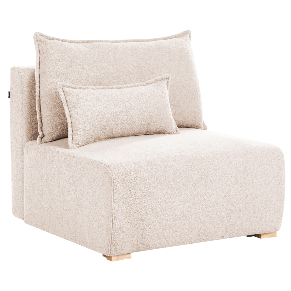 Divano angolare modulare destro tessuto beige imbottito con funzione letto e contenitore stile minimalista