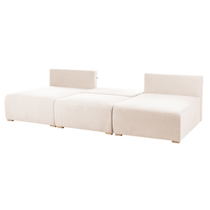 Divano modulare a U tessuto beige con funzione letto e contenitore Stile minimalista