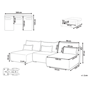 Divano modulare a U tessuto beige con funzione letto e contenitore Stile minimalista