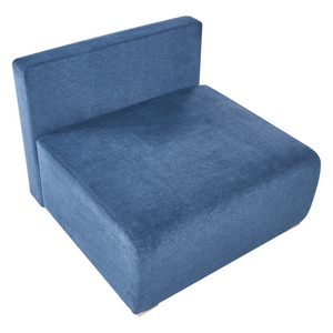 Modulo sedia Tessuto blu Sedia letto a 1 posto con schienale ribaltabile e contenitore